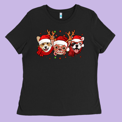 Christmas Dogs Corgi Chihuahua Frenchie Ladies Tee Designed By Jasminsmagicworld