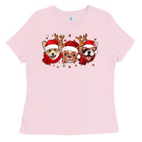 Bubblegum Pink christmas dogs corgi chihuahua frenchie Ladies Tee - Jasminsmagicworld