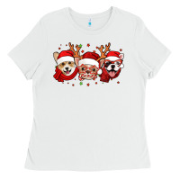 White christmas dogs corgi chihuahua frenchie Ladies Tee - Jasminsmagicworld