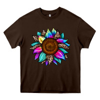 Chocolate Brown sunflower tie dye Heavy Core Tee - JahusDesignShop