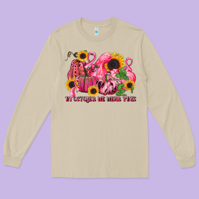 In October We Wear Pink Long Sleeve Tee Designed By Lillyallendesigns