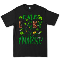 Black Leopard Glitter One Lucky Nurse Premium Tee - Artiststas