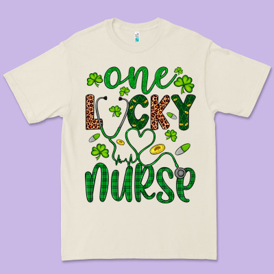 Leopard Glitter One Lucky Nurse Premium Tee Designed By Artiststas