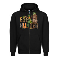 Black Egg hunter with rabbit Easter Day Zipper Hoodie - HowdyJamesFarm
