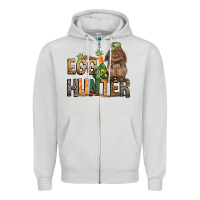 Dove Grey Egg hunter with rabbit Easter Day Zipper Hoodie - HowdyJamesFarm