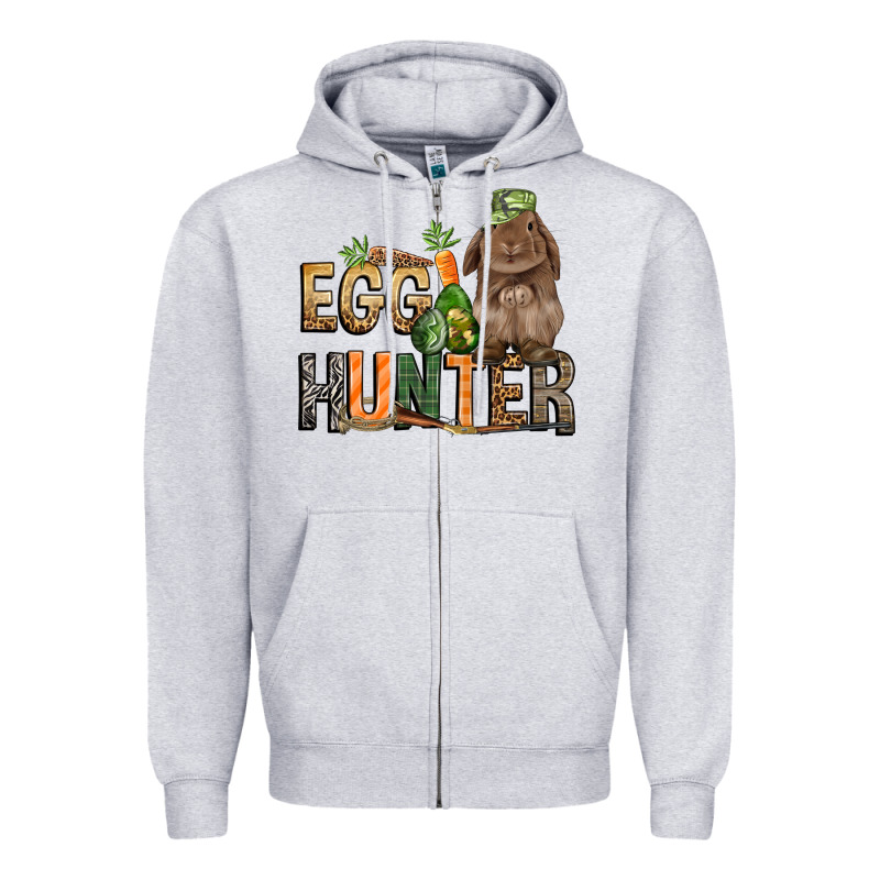 Egg Hunter With Rabbit Easter Day Zipper Hoodie by HowdyJamesFarm | Teevron