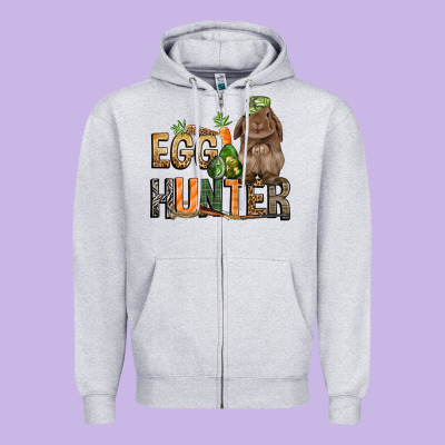 Egg Hunter With Rabbit Easter Day Zipper Hoodie Designed By Howdyjamesfarm