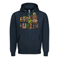 Navy Egg hunter with rabbit Easter Day Zipper Hoodie - HowdyJamesFarm