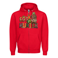 Red Egg hunter with rabbit Easter Day Zipper Hoodie - HowdyJamesFarm