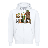 White Egg hunter with rabbit Easter Day Zipper Hoodie - HowdyJamesFarm