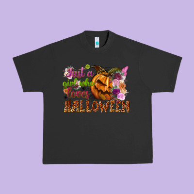 Just A Girl Who Loves Halloween Urban Heavy Tee Designed By Nancycooperartshop