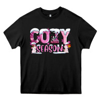 Black pink cozy season with snowman ado Heavy Core Tee - AdoDesignShop