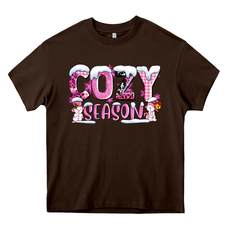 Pink Cozy Season With Snowman Ado Heavy Core Tee by AdoDesignShop | Teevron