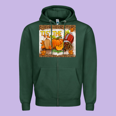 Tis The Season Fall Zipper Hoodie Designed By Tumblerdesignbyshophia