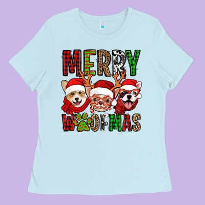 Merry Woofmas Dogs Ladies Tee Designed By Jasminsmagicworld
