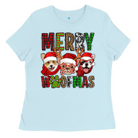 Baby Blue merry woofmas dogs Ladies Tee - Jasminsmagicworld
