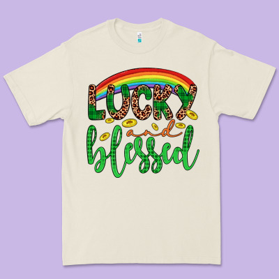 Western St. Patrick's Rainbow Lucky And Blessed Premium Tee Designed By Artiststas