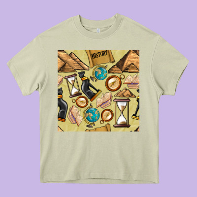History Seamless Pattern Heavy Core Tee Designed By Bundleandbundleshop