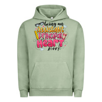 Pigment Oil Green Being an Assistant Principal is Heart Work Urban Hoodie - CowhideDigitalArt