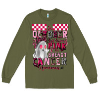Army Green pink ghost breast cancer awareness Long Sleeve Tee - LillyAllenDesigns
