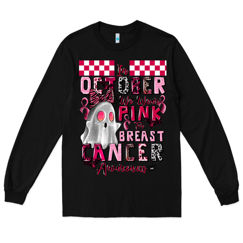 Pink Ghost Breast Cancer Awareness Long Sleeve Tee by LillyAllenDesigns | Teevron