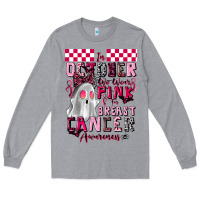 Heather Grey pink ghost breast cancer awareness Long Sleeve Tee - LillyAllenDesigns