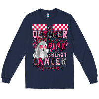 Navy pink ghost breast cancer awareness Long Sleeve Tee - LillyAllenDesigns