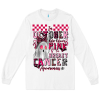 White pink ghost breast cancer awareness Long Sleeve Tee - LillyAllenDesigns