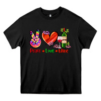 Black peace love wine Heavy Core Tee - AdoDesignShop