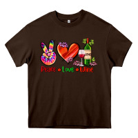 Chocolate Brown peace love wine Heavy Core Tee - AdoDesignShop