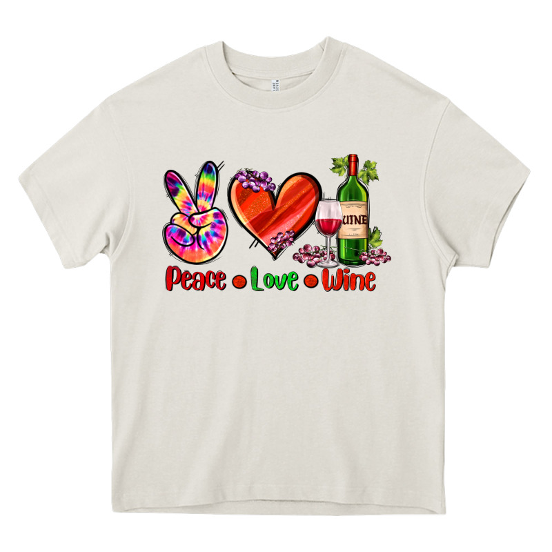 Peace Love Wine Heavy Core Tee by AdoDesignShop | Teevron