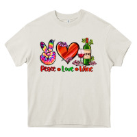 Cream peace love wine Heavy Core Tee - AdoDesignShop