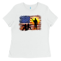 White american flag soldier sunset Ladies Tee - JahusDesignShop