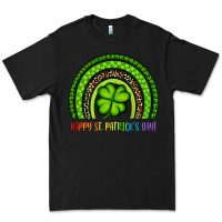 Black Happy St. Patrick's Day Shamrock Rainbow Premium Tee - Artiststas