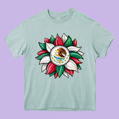 Sunflower Mexican Flag Heavy Core Tee Designed By Jahusdesignshop