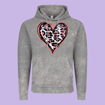 Leopard Glitter Heart Vintage Hoodie Designed By Jasminsmagicworld