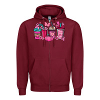 Burgundy Cancer coffee cups Cancer Awareness Zipper Hoodie - HowdyJamesFarm