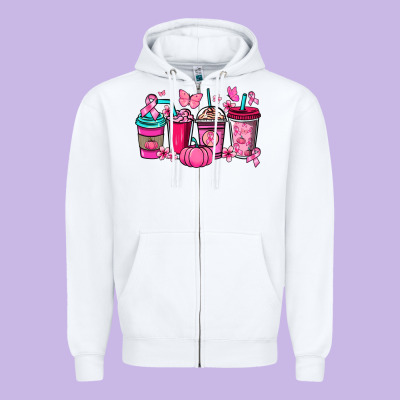 Cancer Coffee Cups Cancer Awareness Zipper Hoodie Designed By Howdyjamesfarm