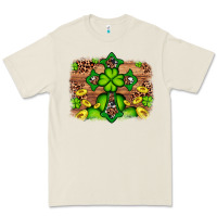 Bone Western Shamrock Cross Leopard Background Premium Tee - Artiststas