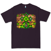 Plum Western Shamrock Cross Leopard Background Premium Tee - Artiststas