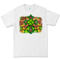 White Western Shamrock Cross Leopard Background Premium Tee - Artiststas