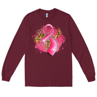 Burgundy breast cancer awareness ribbon with glitter pink l Long Sleeve Tee - LillyAllenDesigns