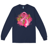 Navy breast cancer awareness ribbon with glitter pink l Long Sleeve Tee - LillyAllenDesigns