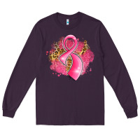 Plum breast cancer awareness ribbon with glitter pink l Long Sleeve Tee - LillyAllenDesigns