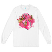 White breast cancer awareness ribbon with glitter pink l Long Sleeve Tee - LillyAllenDesigns