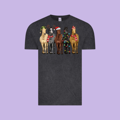 Horses With Christmas Vintage Tee Designed By Maliassmallbusiness