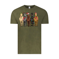 Vintage Olive horses with christmas Vintage Tee - MaliasSmallBusiness