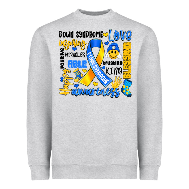 Down Syndrome Awareness Typography Heavyweight Sweatshirt by Artiststas | Teevron