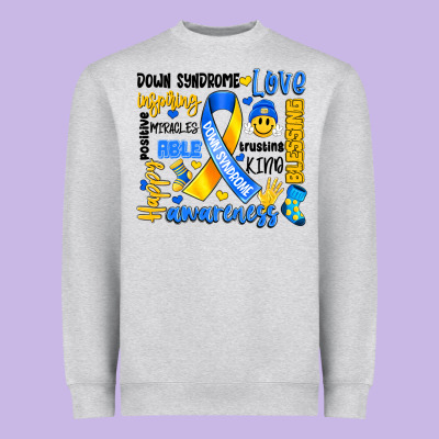 Down Syndrome Awareness Typography Heavyweight Sweatshirt Designed By Artiststas