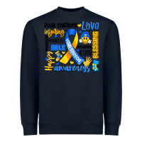 Navy down syndrome awareness typography Heavyweight Sweatshirt - Artiststas